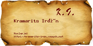 Kramarits Irén névjegykártya